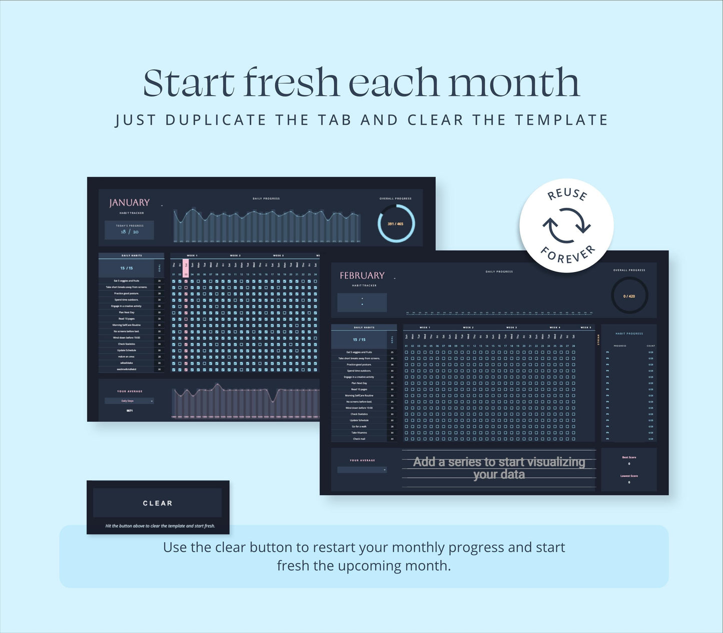 Habit Tracker Spreadsheet Dark Mode Google Sheets Weekly Goal Planner Adhd Daily Productivity Excel