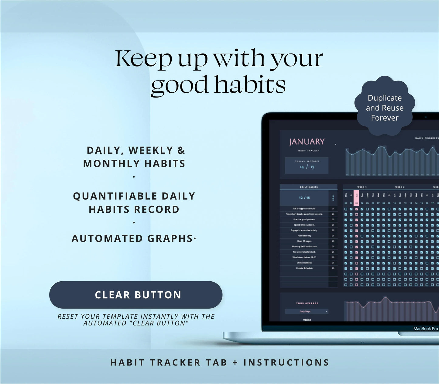 Habit Tracker Spreadsheet Dark Mode Google Sheets Weekly Goal Planner Adhd Daily Productivity Excel