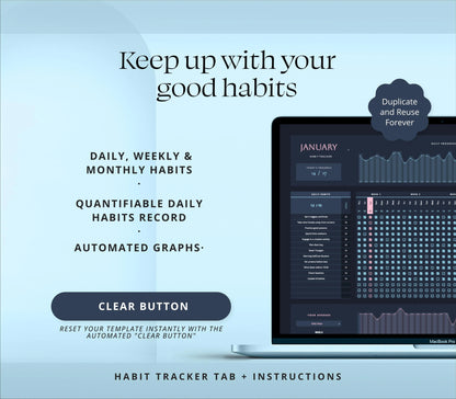Habit Tracker Spreadsheet Dark Mode Google Sheets Weekly Goal Planner Adhd Daily Productivity Excel