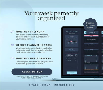 Weekly Planner Google Sheets Life Planner Spreadsheet Adhd Daily Task Tracker Excel Template
