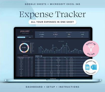 Expense Tracker Google Sheets Bill Tracker Excel Spreadsheet Personal Finance Template Dark Mode